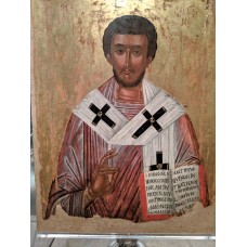 Icon of Saint Eleutherios holding a Gospel